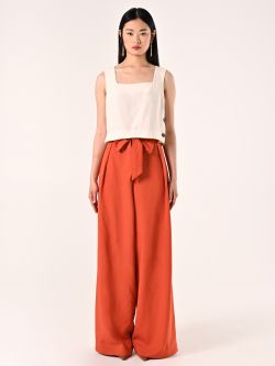 White Crop Top in Viscose Linen det_1