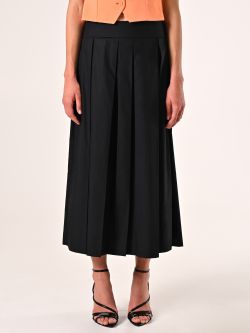 Jupe midi évasée noire en coton det_2