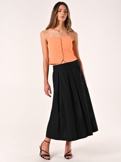Jupe midi évasée noire en coton in_i7