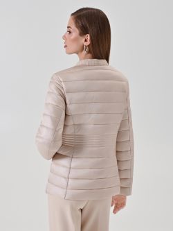 Lightweight beige puffer jacket with lurex tweed detailing det_3
