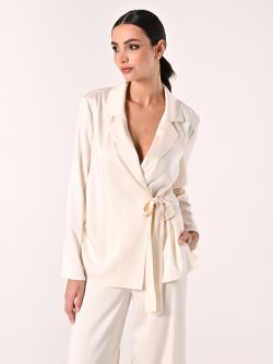 Weiße Jacke aus Viskosesatin in_i7