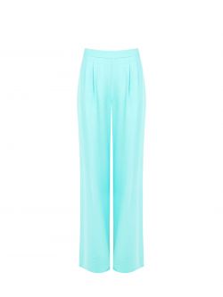 Aqua Green Wide Trousers in Crinkled Viscose Blend det_4