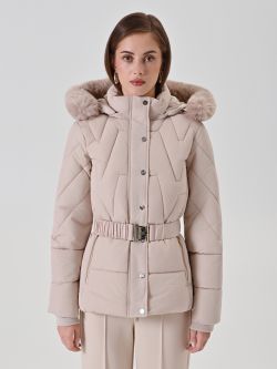 Short Beige Down Jacket det_2