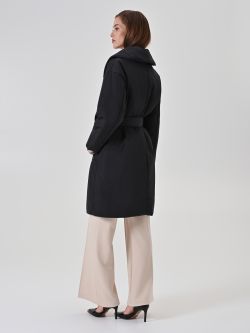 Black Belted Robe Puffer Jacket det_3