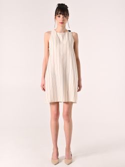 Weißes Kleid mit Streifen in Weiß & Blau det_1