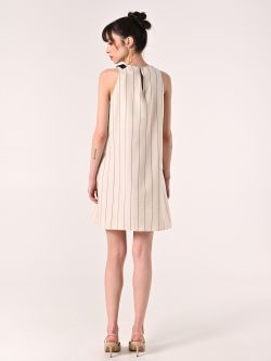 Weißes Kleid mit Streifen in Weiß & Blau det_3