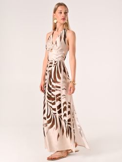 Langes Kleid mit tropischem Muster in_i7