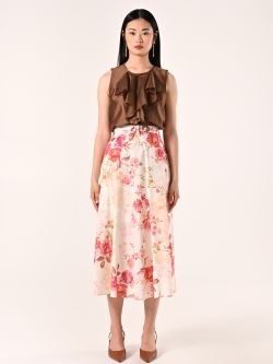 Brown Ruffled Blouse det_1