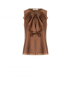 Brown Ruffled Blouse det_4