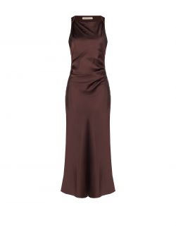 Kleid aus Satin in der Farbe Schokolade det_4
