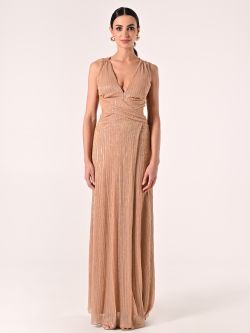 Vestido nude con lentejuelas y detalles de cut-out det_1