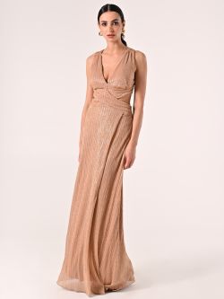 Vestido nude con lentejuelas y detalles de cut-out in_i7