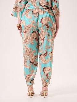 Curvy-Hose mit Paisleymuster in Wassergrün det_2