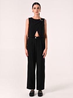 Crop-Top in Schwarz mit Schmuckknöpfen det_1