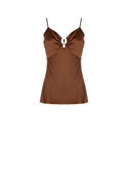 Top marron en satin det_4