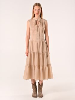 Abito a Balze Beige in Cotone det_1