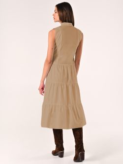 Abito a Balze Beige in Cotone det_3