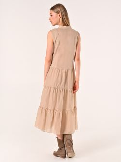 Abito a Balze Beige in Cotone det_3