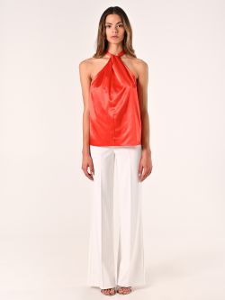 Orange Satin Halterneck Top det_1