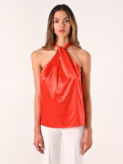 Orange Satin Halterneck Top det_2