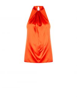 Orange Satin Halterneck Top det_4