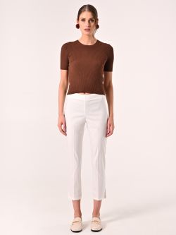 Pantalón pitillo de algodón blanco det_1
