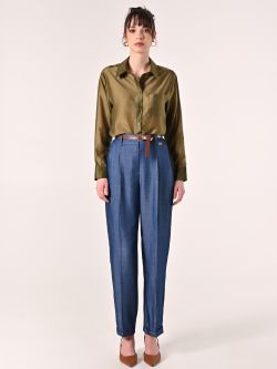 Camicia Verde Militare in Lyocell det_1