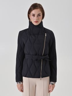 Black Biker Puffer Jacket det_2