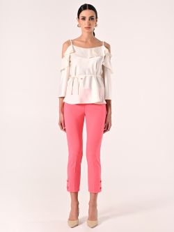 Pink Camelia Trousers in Scuba Crepe det_1