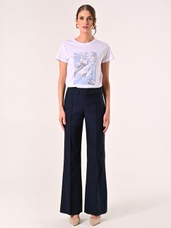 Cotton T-shirt with Light Blue & Gold Print det_1