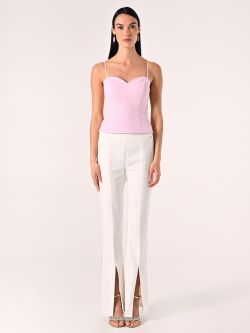 Top rose avec broches à nœuds et strass det_1