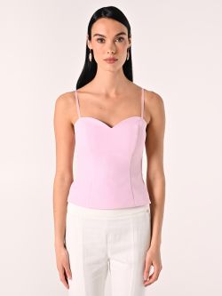 Top rose avec broches à nœuds et strass det_2