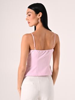 Top rose avec broches à nœuds et strass det_3