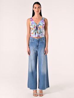 Floral-print Top with Knot det_1