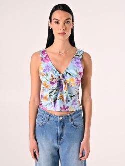 Floral-print Top with Knot det_2