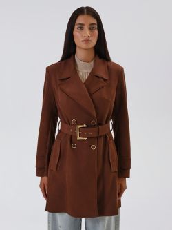 Trench Marrone effetto Camoscio det_2