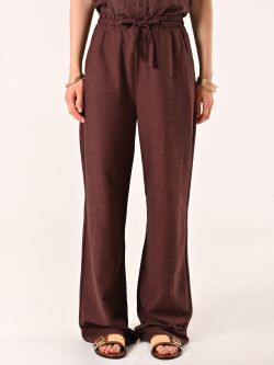 Chocolate Wide-leg Trousers in Linen Cotton det_2