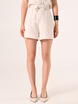 Beige Shorts in Linen Cotton det_2