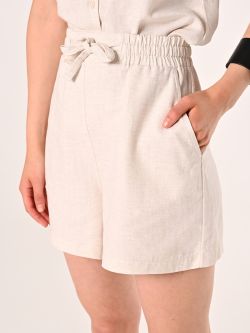 Beige Shorts in Linen Cotton in_i5