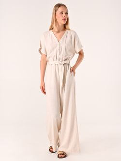 Beige Jumpsuit in Linen Cotton in_i7