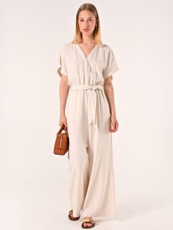 Beige Jumpsuit in Linen Cotton sp_e1