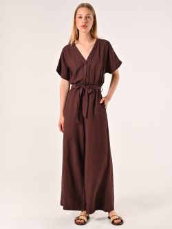Chocolate Jumpsuit in Linen Cotton in_i7