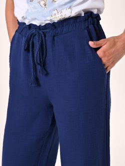 Weite Hose aus Baumwolle in Blau in_i5