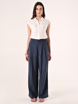 Wide Trousers in Blue Modal Blend det_1