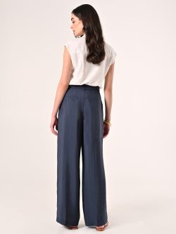 Wide Trousers in Blue Modal Blend det_3