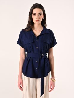 Bluse in Blau mit geprägter Optik det_2