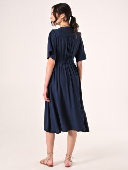 Blue Crinkled Shirt Dress det_3