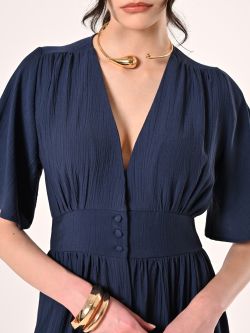 Blue Crinkled Shirt Dress in_i5