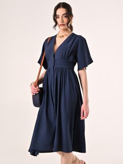 Blue Crinkled Shirt Dress sp_e1