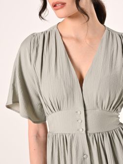 Robe chemise verte effet gaufré in_i5